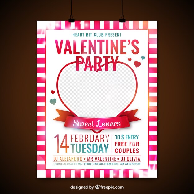 Valentine party poster with heart