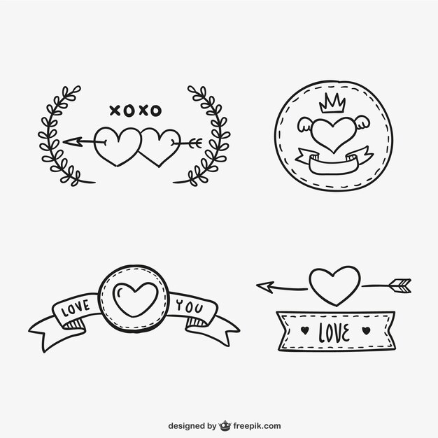 Valentine ribbons and stickers