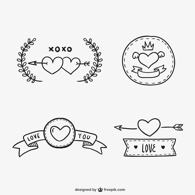 Valentine ribbons and stickers