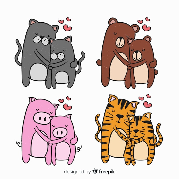 Valentine's day animal couple collection