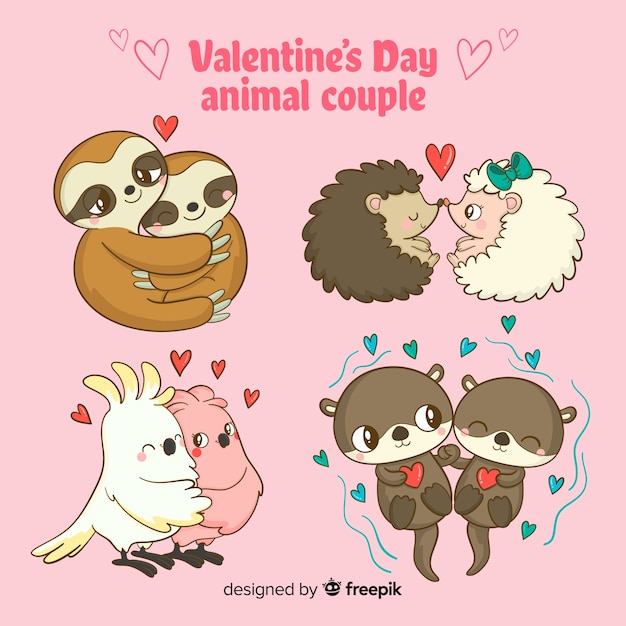 Valentine's day animal couple collection