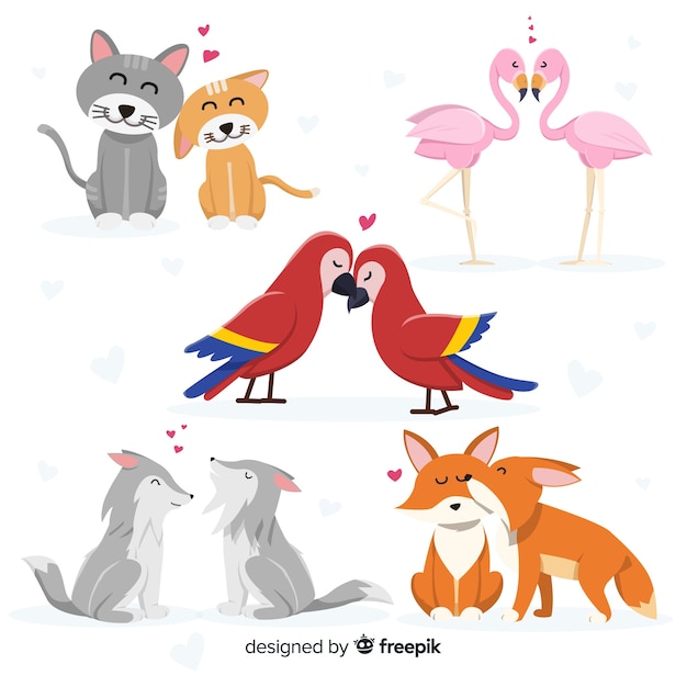 Free Vector valentine's day animal couple collection