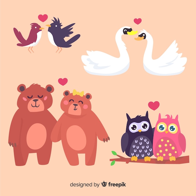 Valentine's day animal couple collection