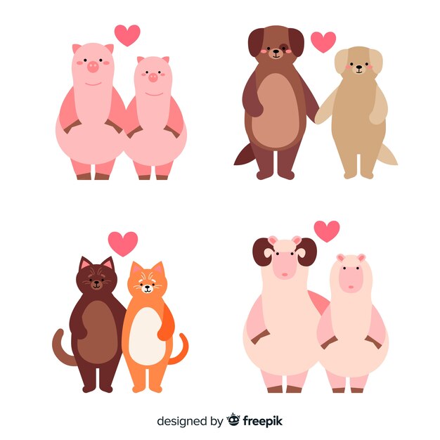 Valentine's day animal couple collection