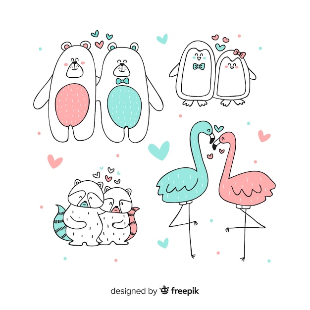 Valentine's day animal couples