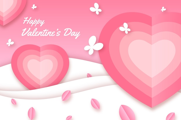 Valentine's day background in paper style with hearts