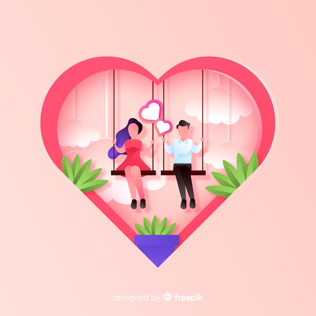 Free Vector valentine's day background in paper style