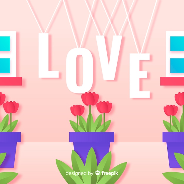 Free Vector valentine's day background in paper style