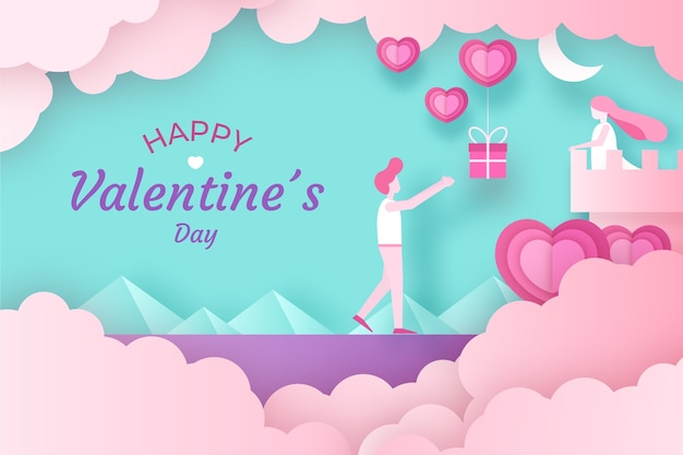 Valentine's day background in paper style