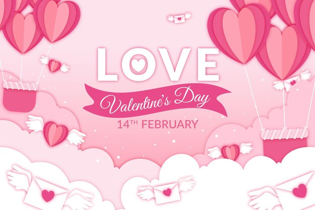 Valentine's day background in paper style