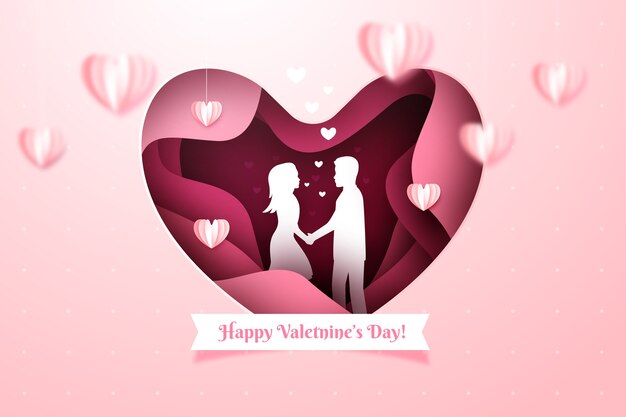 Valentine's day background in paper style