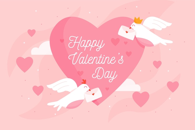 Valentine's day background with birds and envelopes