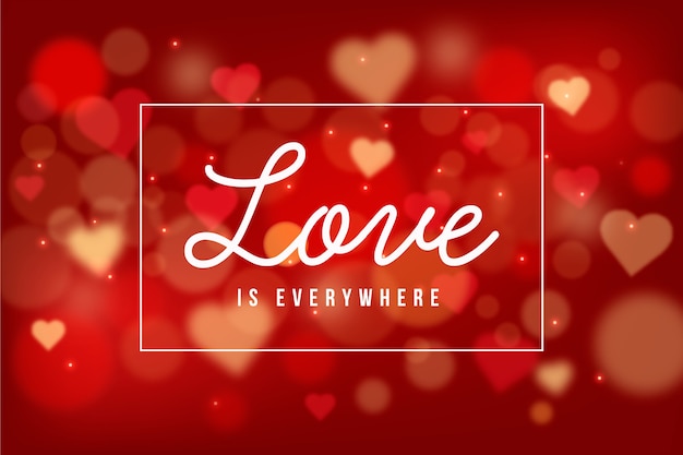 Valentine's day background with blurred hearts