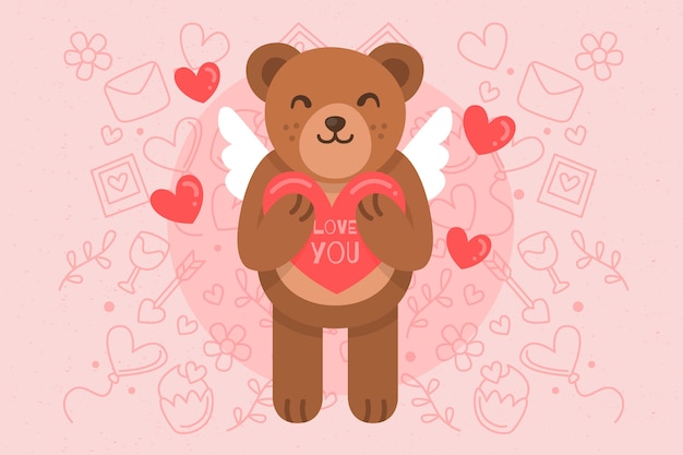 Free Vector valentine's day background with cute bear