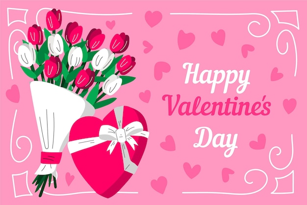 Free Vector valentine's day background with flowers