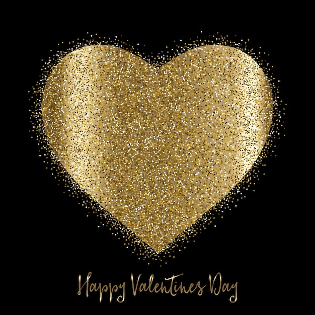 Free Vector valentine's day background with gold glittery heart