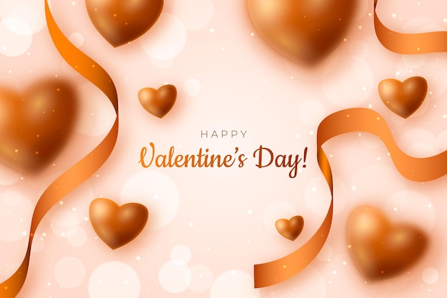 Free Vector valentine's day background with golden blurry elements