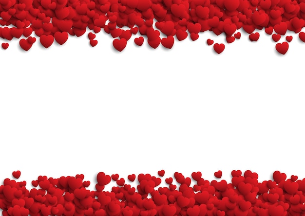 Free vector valentine's day background with red heart border