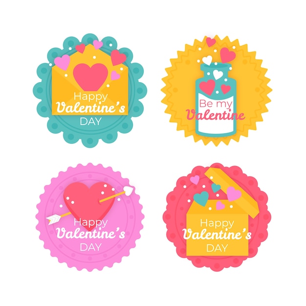 Valentine's day badge collection in flat design