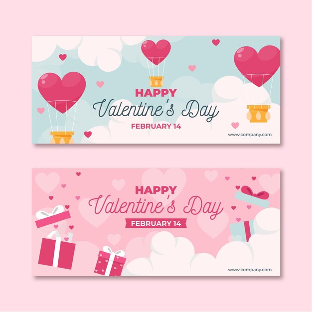 Valentine's day banners in flat design