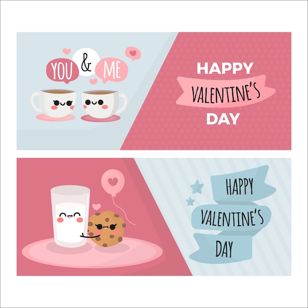 Free Vector valentine's day banners hand drawn style