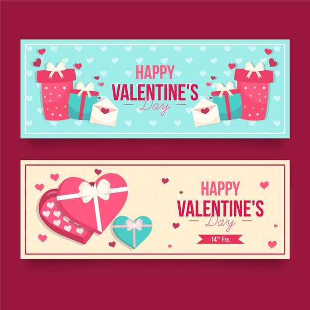 Valentine's day banners hand drawn