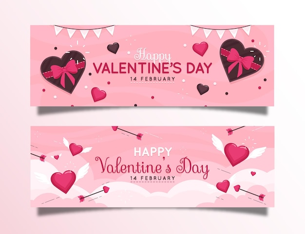 Valentine's day banners set