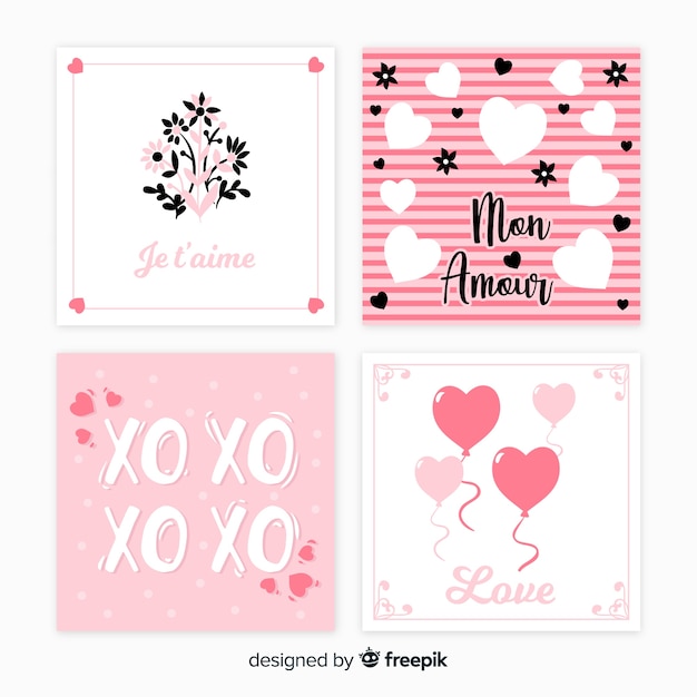 Valentine's day cards set