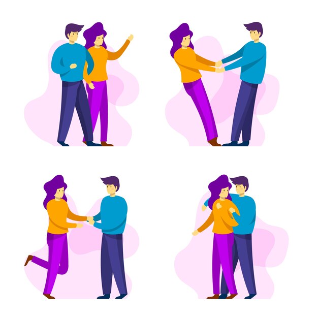 Free Vector valentine's day couple being together collection