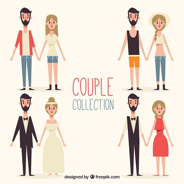 Free vector valentine's day couple collection