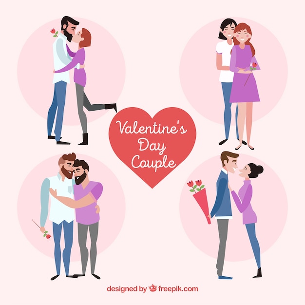 Free Vector valentine's day couple collection