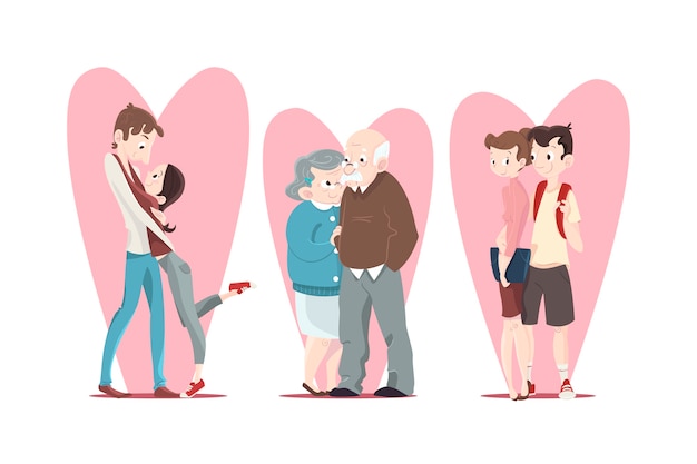 Free vector valentine's day couple illustration collection