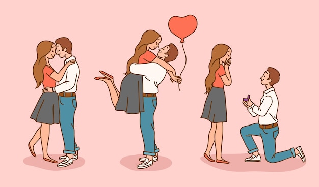 Valentine's day couple illustrations collection