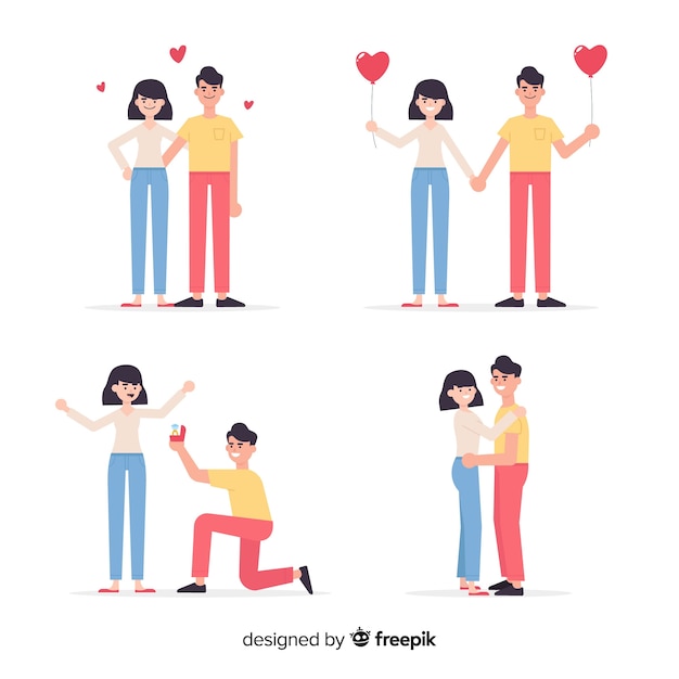 Free Vector valentine's day couple pack