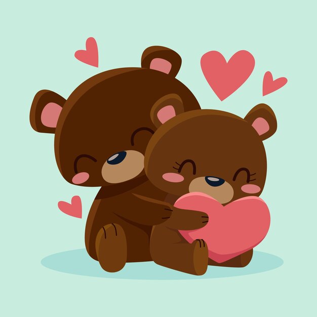 Valentine's day cute bears couple