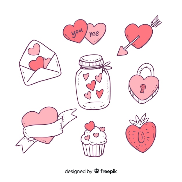 Valentine's day doodle elements collection