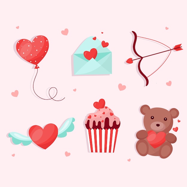 Valentine's day element collection in flat design