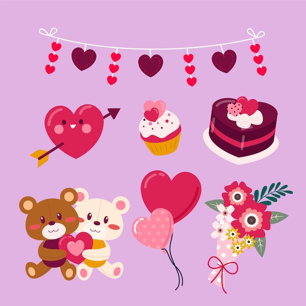 Valentine's day element pack flat