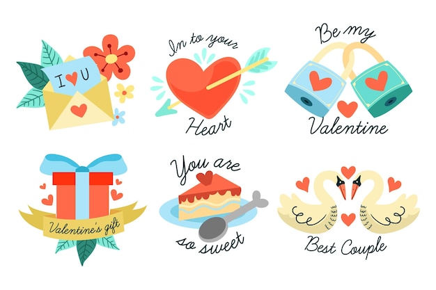 Valentine's day element set hand drawn