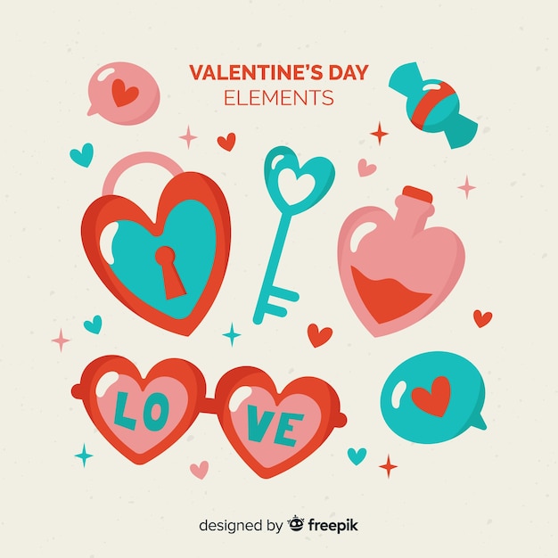 Free Vector valentine's day elements collection