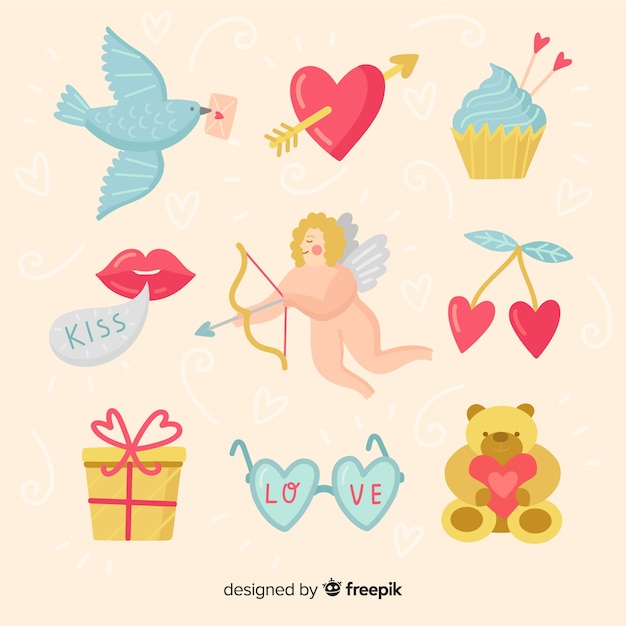 Free Vector valentine's day elements pack