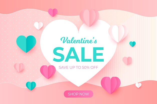 Valentine's day event sale in paper style