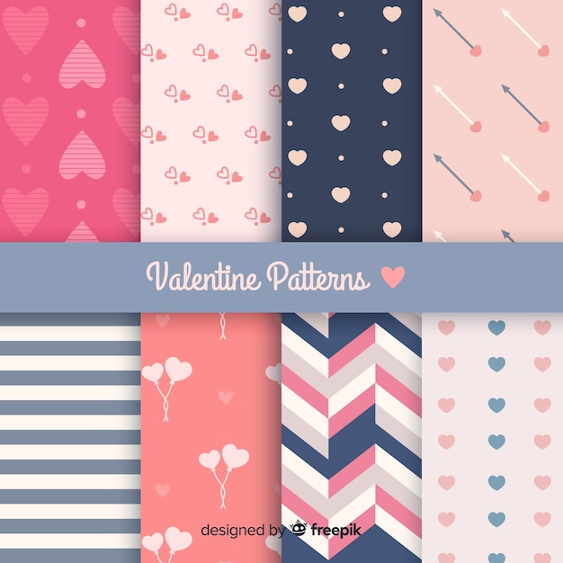 Free Vector valentine's day flat pattern collection