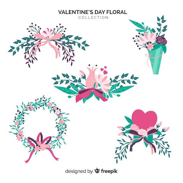 Free Vector valentine's day floral wreaths & bouquets