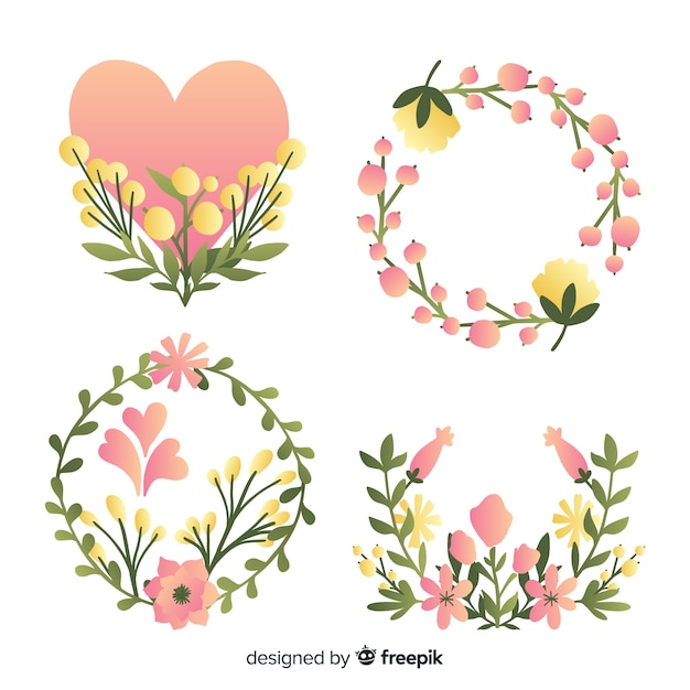 Free Vector valentine's day floral wreaths & bouquets