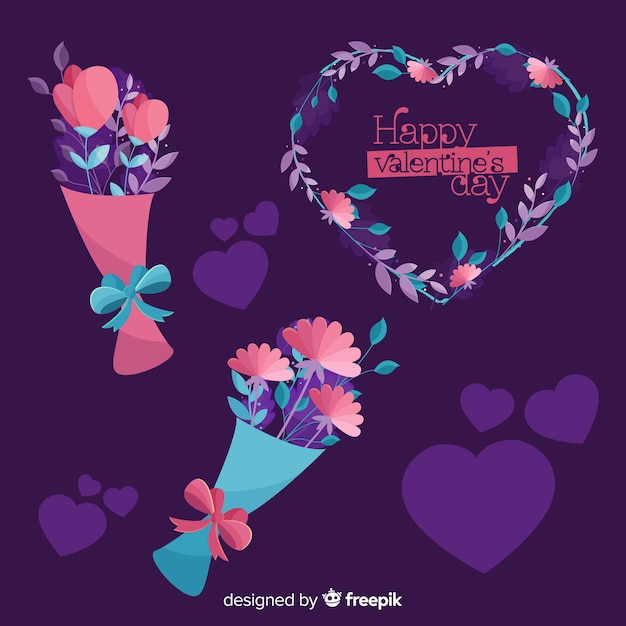 Free Vector valentine's day flower collecion