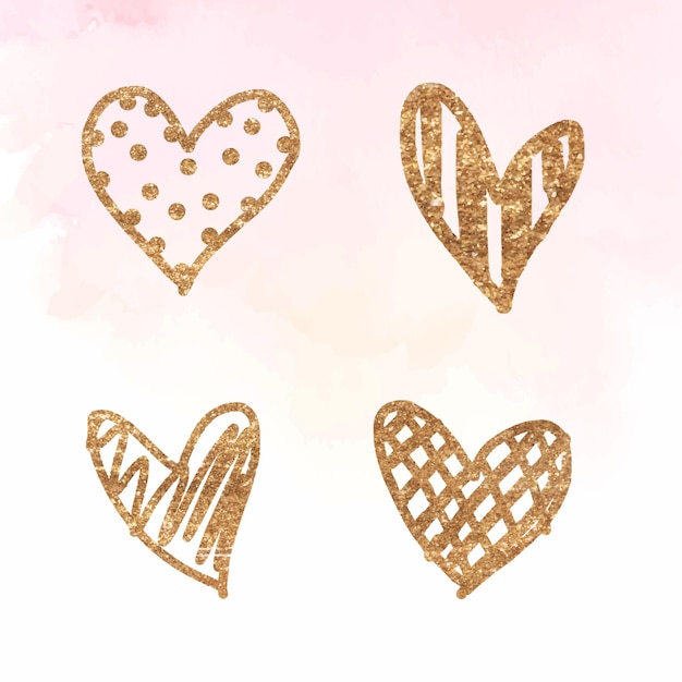 Free Vector valentine's day golden heart collection