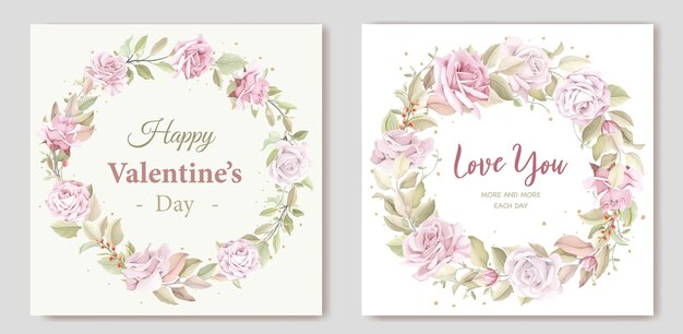 Valentine's day greeting  wreath floral card