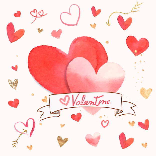 Free Vector valentine's day icon watercolor illustration