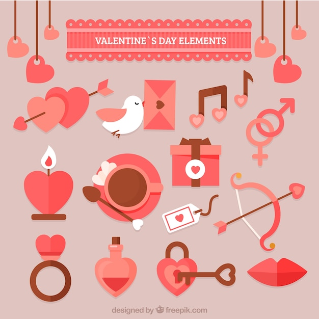 Free Vector valentine's day items in pastel colors